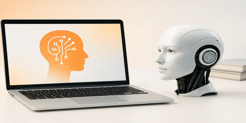 Laptop displaying AI analytics related to online education performance.