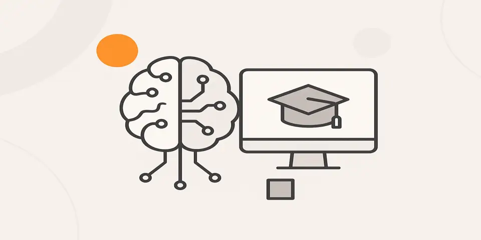 Abstract digital illustration showing AI technology enhancing online education systems.