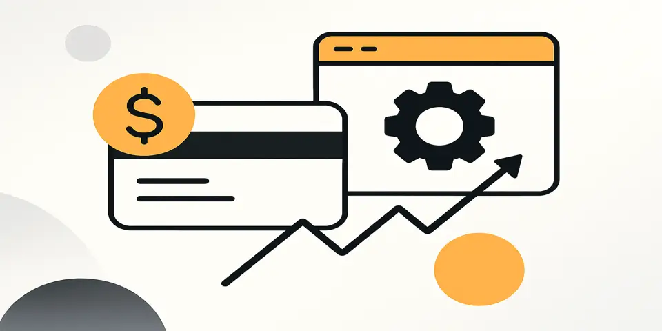 Abstract digital shapes symbolizing fintech and modern web technology.