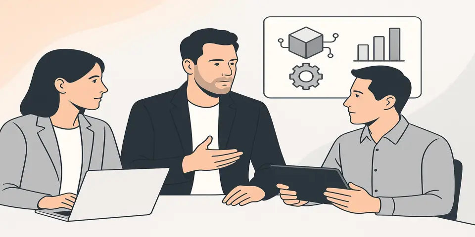 Team analyzing AI dashboards for stock optimization.