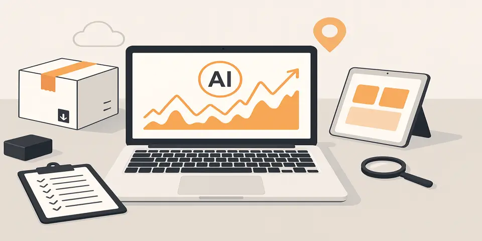 Laptop displaying AI-driven inventory dashboard.