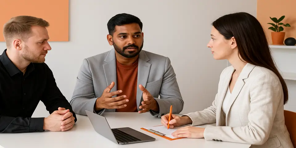 Team of professionals discussing product sales strategies.