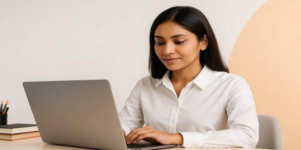 Accountant reviewing financial reports on a digital dashboard.