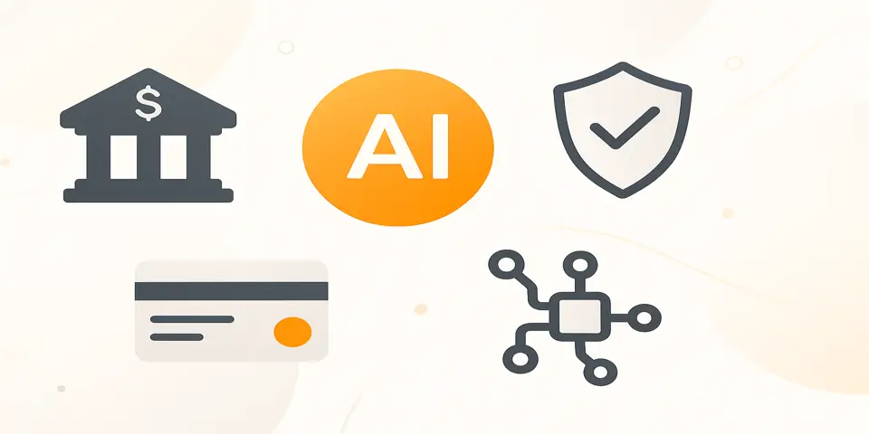Abstract gradient visual symbolizing AI integration in banking.