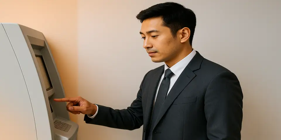 Banker using AI-powered dashboard for financial insights.