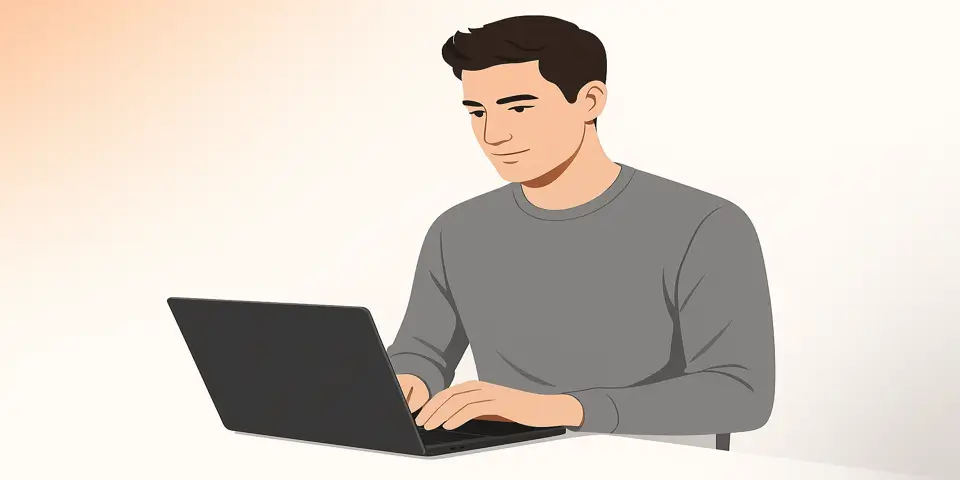 Professional analyzing business data on a laptop screen.