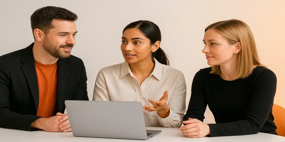 Team of marketing professionals analyzing PPC performance metrics.