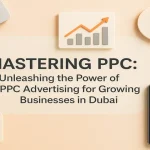 PPC advertising and digital growth visuals with centered title text.
