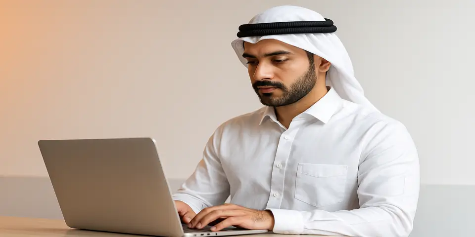 Marketing expert reviewing PPC analytics on a laptop.