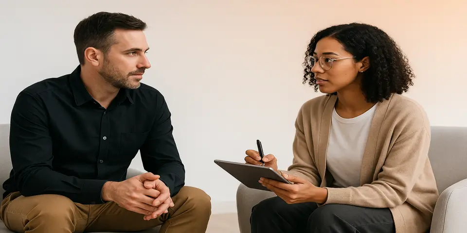 A small team discussing digital strategies supported by analytics tools.