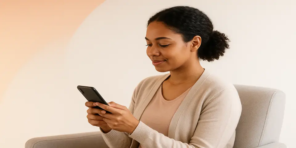 Professional analyzing digital marketing metrics on a device.