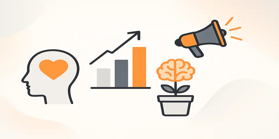 Soft gradient shapes representing modern digital marketing concepts.