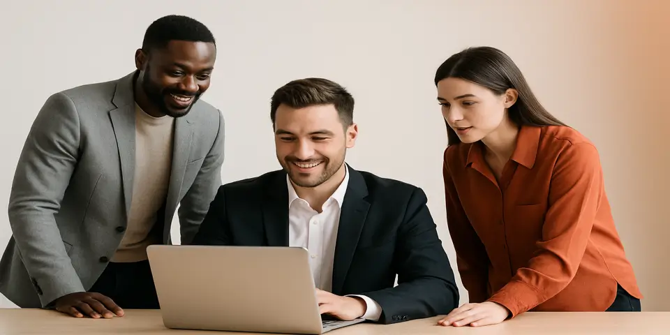 Team of marketers analyzing PPC performance on digital screens