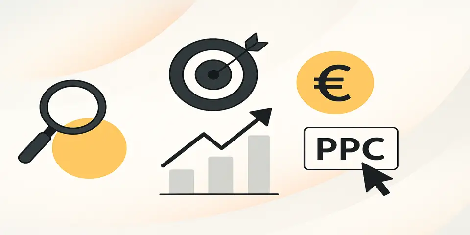 Abstract design symbolizing strategic ad campaign flow and conversion