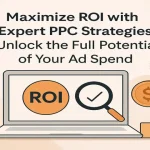 Digital marketing dashboard with PPC analytics displayed on screen