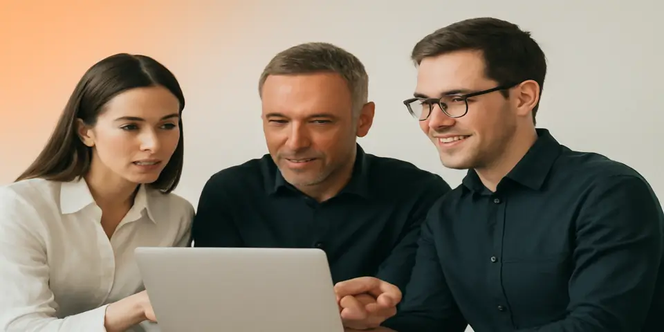 Professionals discussing digital strategies for orthotics business growth.