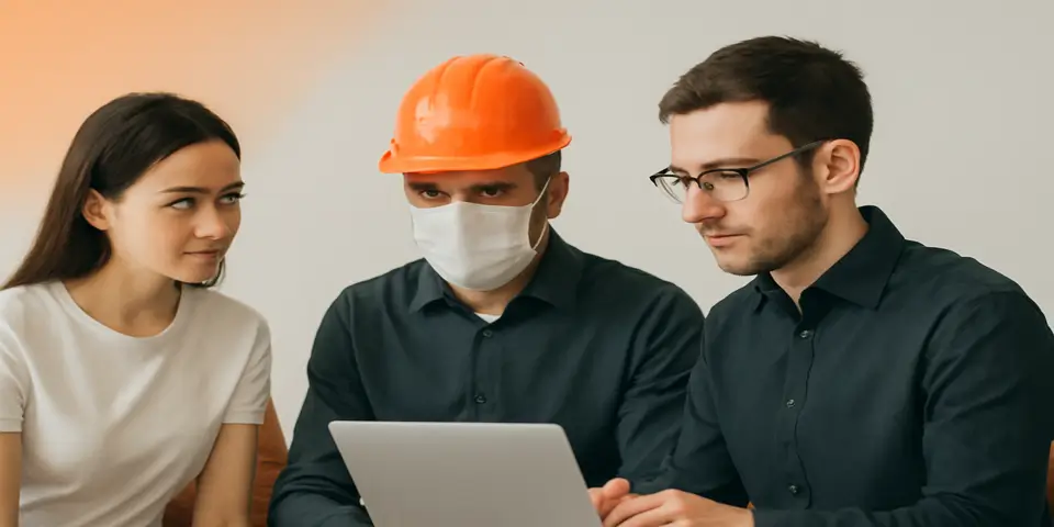 Professionals collaborating on digital strategies for PPE industry innovation.