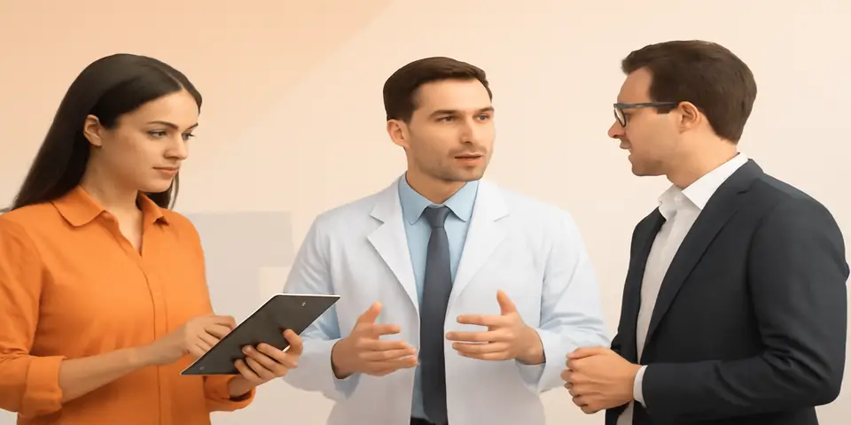 Professionals working on digital solutions for pharmaceutical growth.