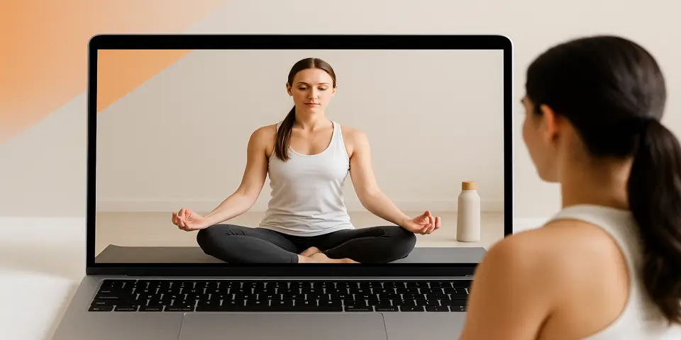 Team collaborating on digital yoga studio strategies for online growth.