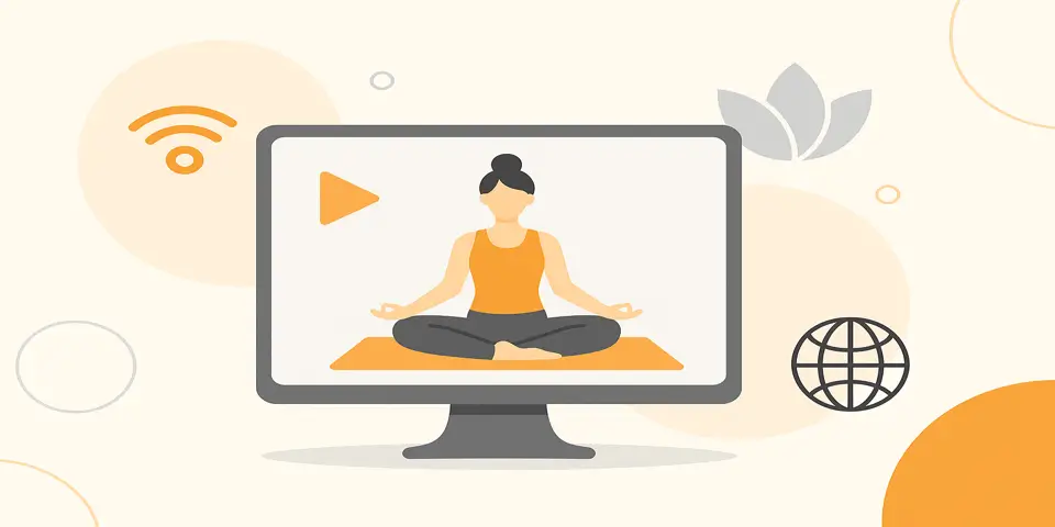 Abstract representation of digital innovation in yoga and wellness.