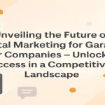 Digital marketing and garage door–related icons arranged around a centered title highlighting competitive growth strategies.