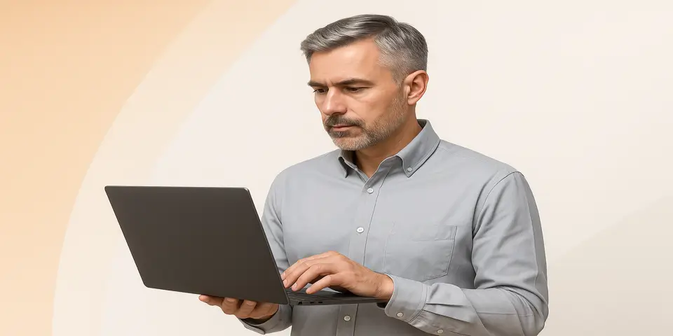 Professional analyzing digital analytics on a screen to optimize marketing performance.