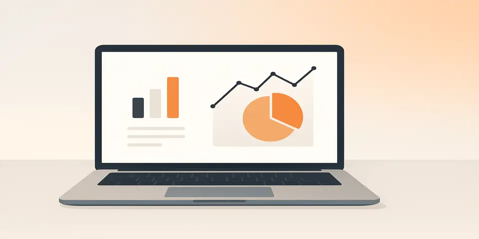 Laptop displaying performance analytics charts representing data-driven business insights.