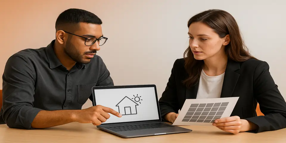 Team collaborating on digital strategies to improve home energy business performance.