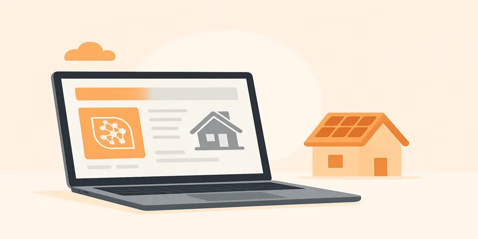 Laptop displaying digital dashboards that support home energy digital growth.