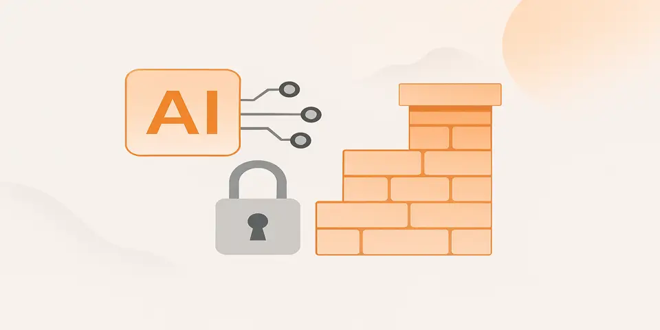 Abstract shapes and icons representing AI technology and structural improvement