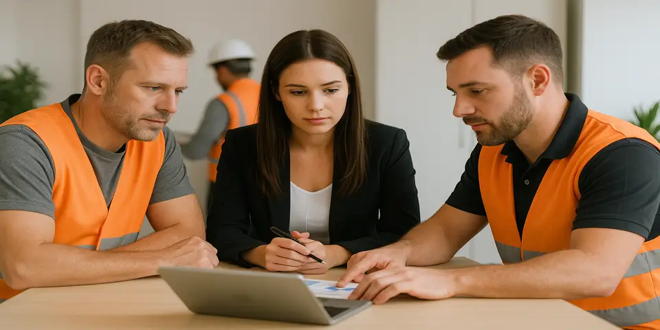 Team collaborating on digital contracting strategies to improve project efficiency