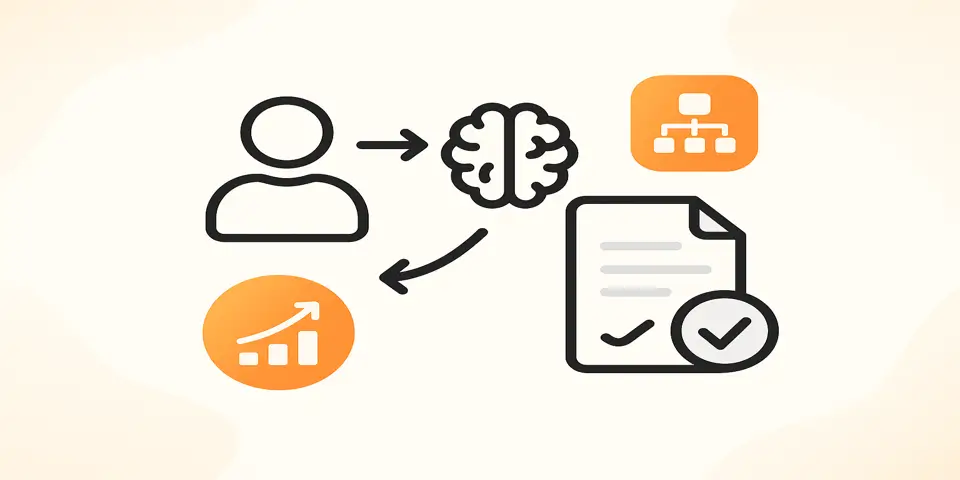 Abstract icons representing digital transformation, workflow automation, and business improvement