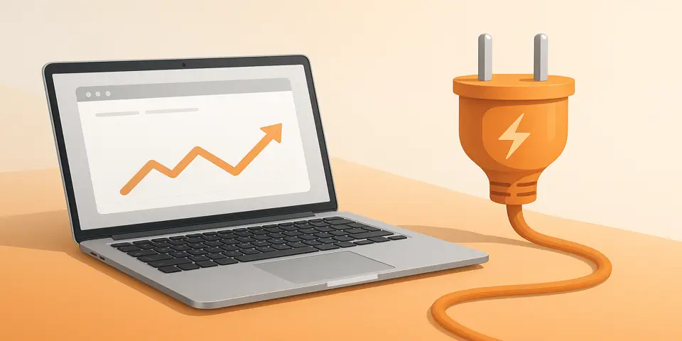 Digital device displaying analytics charts and performance indicators for business growth