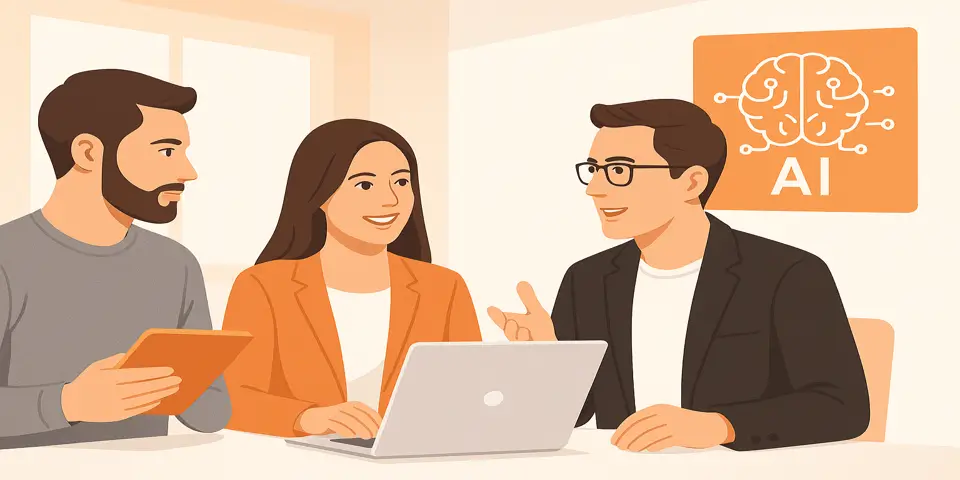 Team collaborating on AI-driven strategies for window and door business improvement