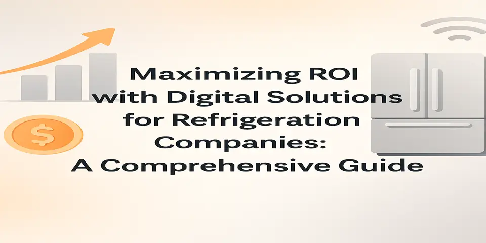 A visual highlighting ROI-focused digital strategies for refrigeration companies.