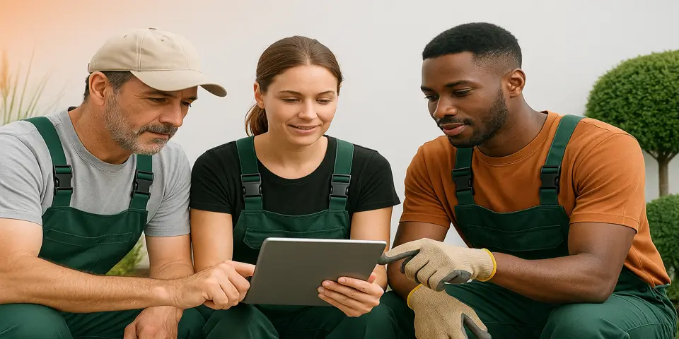 Team reviewing digital strategies to improve operations and business efficiency.