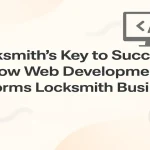 Digital banner showcasing locksmith and web development concepts for business growth.