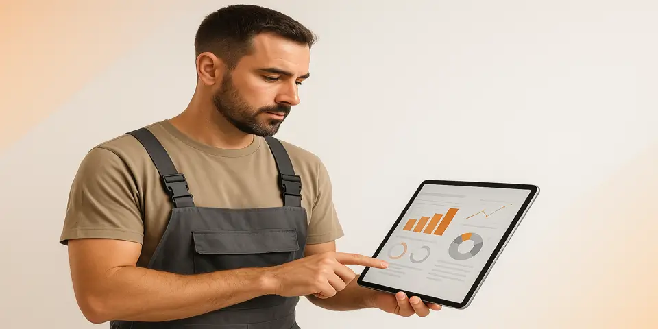 Professional analyzing digital performance data to enhance business efficiency.