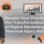 Hyper-real digital concept showcasing modern marketing elements arranged around a central title for professional service visibility.