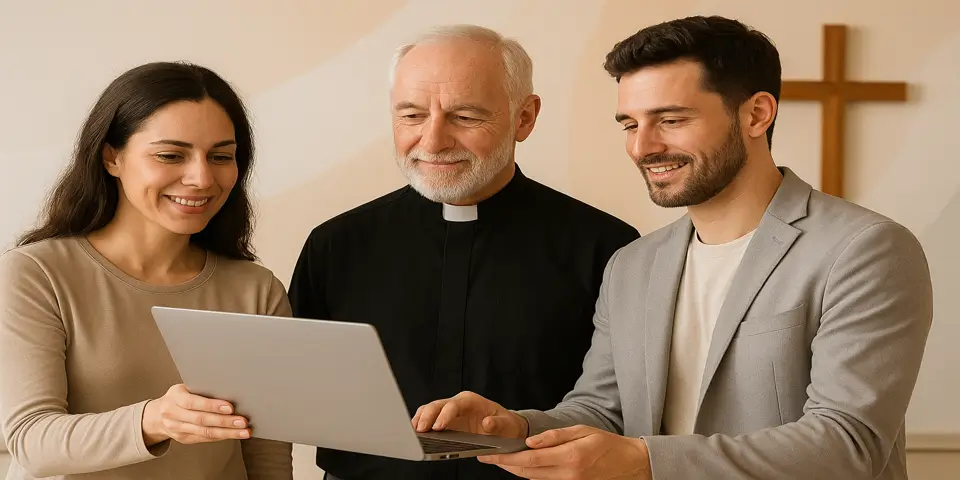 Collection of hyper-real church and communication icons symbolizing digital engagement for modern organizations.