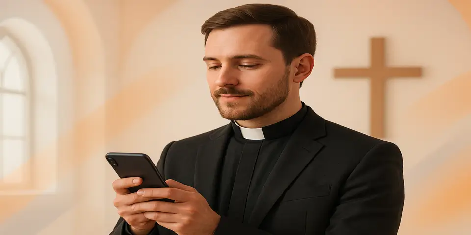 Hyper-real church icon representing modern digital engagement and community connection.