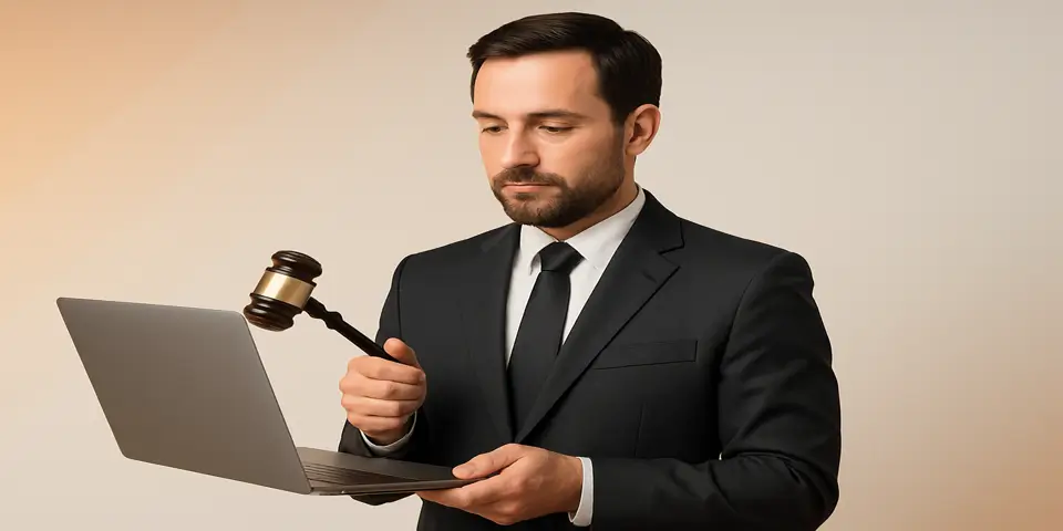 Hyper-real auction gavel representing modernized and technology-supported bidding systems.