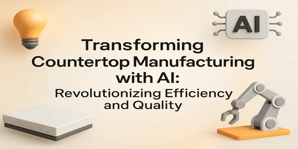 A modern visual illustrating how AI enhances countertop production efficiency.