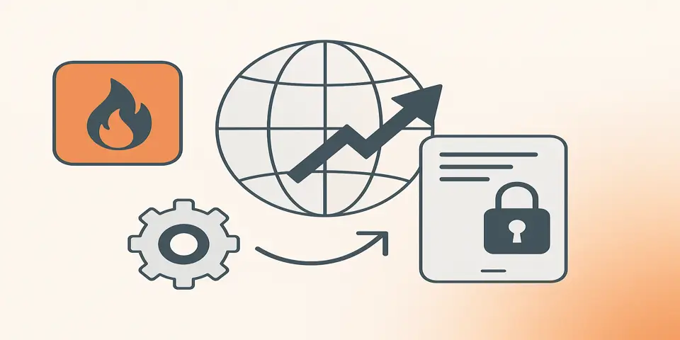 Abstract shapes illustrating digital systems and safety enhancements for business transformation.