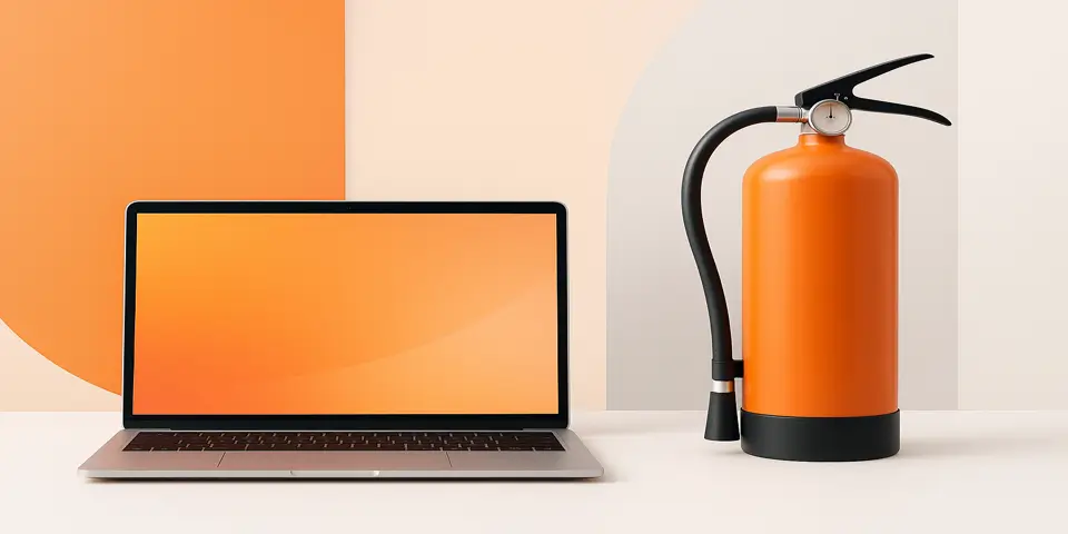 Laptop displaying analytics representing digital transformation in fire protection.