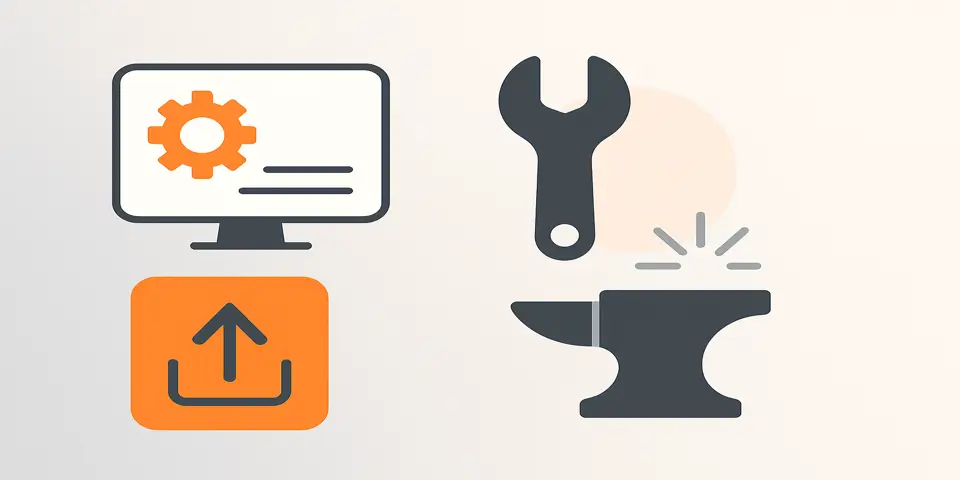 Abstract shapes symbolizing industrial innovation and digital transformation.