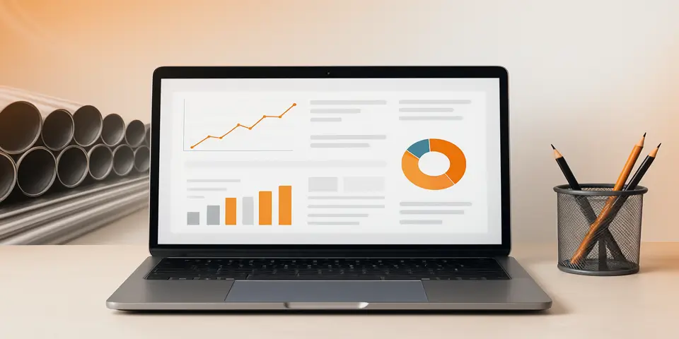 Laptop displaying industrial analytics for mining performance tracking.