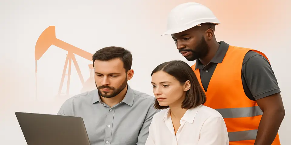 Team discussing digital integration to optimize oil and gas operations.