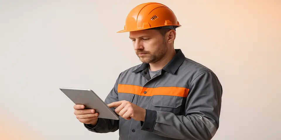 Engineer reviewing oil production data on a digital dashboard.