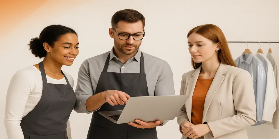 Team discussing digital growth strategies for service businesses.